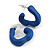 Medium Open Triangular Matte Blue Acrylic Hoop Earrings - 30mm Tall