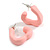 Medium Open Triangular Matte Light Pink Acrylic Hoop Earrings - 30mm Tall