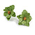 Matte Salad Green Layered Daisy Flower Stud Earrings - 25mm Across