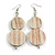 Natural Elegance White Double Bead Wooden Dangle Earrings – 85mm Total Length