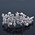 Bridal Wedding Prom Silver Tone Crystal Diamante & Simulated Pearl Floral Barrette Hair Clip Grip - 85mm Across
