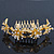 Bridal/ Wedding/ Prom/ Party Gold Plated Clear Swarovski Crystal Floral Hair Comb - 95mm