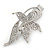 Clear Crystal Butterfly Hair Beak Clip/ Concord Clip/ Clamp Clip In Silver Tone - 55mm L