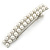 Bridal Wedding Prom Silver Tone 2 Row Pearl, Crystal Barrette Hair Clip Grip - 80mm W