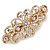 Bridal Wedding Prom Gold Tone Filigree Diamante Floral Barrette Hair Clip Grip - 80mm Across