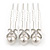 Bridal/ Wedding/ Prom/ Party Set Of 3 Rhodium Plated Clear Austrian Crystal Faux Pearl Hair Pins