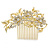 Bridal/ Wedding/ Prom/ Party Satin Matte Gold Tone Clear Crystal Daisy Floral Hair Comb - 90mm