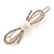 Small Rose Gold Tone Clear Crystal White Glass Bead Open Bow Hair Slide/ Grip - 50mm Across