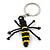 Black/ Yellow Glass Bead Bee Keyring/ Bag Charm - 9cm Length