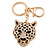 Statement Crystal Tiger Keyring/ Bag Charm In Gold Tone - 11cm L
