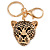 Statement Leopard Keyring/ Bag Charm In Gold Tone - 11cm L