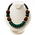 Chunky Beaded Necklace (Brown & Green)
