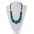 Glittering Teal Wood Bead Leather Cord Necklace