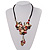 Shell-Composite Triple Flower With Tassel Leather Cord Necklace - 42cm Length