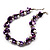 Exquisite Faux Pearl & Shell Composite Silver Tone Link Necklace (Purple & White) - 44cm L/ 3cm Ext