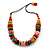 Chunky Multicoloured Wood Beaded Cotton Cord Necklace - 70cm Length