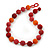 Chunky Coral/Orange Red Glass Beaded Necklace - 56cm Length