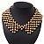 'French Collar' Beaded Choker Necklace In Matt Gold Finish - 38cm Length/ 7cm Extension