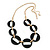Long Open Round Black Resin Bead Necklace In Gold Plating - 70cm Length/ 6cm Extension