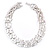 Statement Polished Square Link Choker Necklace In Rhodium Plating - 36cm Length