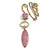 Dusty Pink Faceted Stone Pendant with Gold Plated Chain - 56cm L/ 6cm Ext