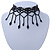 Fancy Dress Party Black Acrylic, Glass Bead Choker Necklace - 31cm L/ 7cm Ext