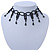 Fancy Dress Party Black Acrylic, Glass Bead Choker Necklace - 30cm L/ 7cm Ext