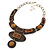 Statement Resin Stations Snake Pattern Amber Style Stone Collar Necklace In Gold Tone - 42cm L/ 8cm Ext