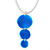 Blue Enamel Triple Disk Pendant with Silver Tone Snake Chain - 40cm L/ 8cm Ext