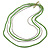 4 Strand Multilayered Pea Green Ceramic and Silver Tone Acrylic Bead Necklace - 110cm L