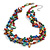 3 Strand Multicoloured Shell Nugget and Crystal Bead Necklace with Silver Tone Closure - 52cm L/ 5cm Ext