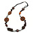 Striking Wood, Ceramic, Acrylic Bead with Black Suede Cords Necklace (Brown/ Silver) - 72cm L