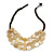 Layered Light Yellow Resin Bead Brown Cotton Cord Necklace - 40cm Long