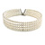 4 Row Light Cream Faux Glass Pearl Rigid Choker Necklace with Silver Tone Closure - 38cm L/ 5cm Ext