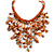 Burnt Orange Shell Nugget, Glass Bead Fringe Necklace - 42cm L/ 13cm Front Drop