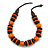 Statement Orange/ Black Round and Button Wood Bead Necklace - 56cm L