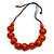 Orange Wood Bead Floral Cotton Cord Necklace - Adjustable