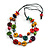 2 Strand Multicoloured Wood Bead Black Cord Necklace - 78cm Long