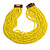 Statement Multistrand Lemon Yellow Glass Bead Necklace with Wood Closure - 60cm Long