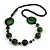 Stylish Animal Print Wooden Bead Necklace (Green/ Black) - 80cm Long