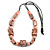 Chunky Pastel Pink with Animal Print Cube and Ball Wood Bead Cord Necklace - 90cm Max