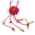 Adjustable Deep Pink Cotton Cord Necklace with Fuchsia Leather Flower Pendant and Wooden Bead Tassels – Max 86cm Length, 15cm Tassel, 15g – No Clasp