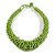 Lime Green Eco-Friendly Glass Seed Beaded Chunky Necklace with Button and Loop Closure – 44cm Long with 5cm Extender