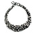 Chunky Black, White & Clear Glass Seed Bead Necklace – Graduated Short Design with Button & Loop Closure, 42cm + 5cm Extender