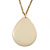 Cream Enamel Teardrop Pendant With Gold Tone Chain - 38cm Length/ 8cm Extension
