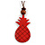 Red Wood Pineapple Pendant with Brown Cotton Cord Necklace - 96cm Long/ 10cm Front Drop - Adjustable