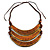 Tribal Layered Wooden Bar with Snake Print Leather Detailing Cotton Cord Necklace (Brown) - 54cm L (Min)/ Adjustable