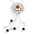 Off White Leather Daisy Pendant with Long Cotton Cord - 80cm L - Adjustable