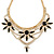 Statement Black/ Clear Crystal Stone Flower Embellished Necklace In Gold Plating - 42cm L/ 8cm Ext