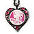 Pink Crystal Cameo 'Lady With Flowers' Heart Pendant